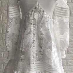 Jessica Bara Iris Lace And Ruffle Long Sleeve Mini Dress