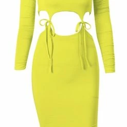 Dresses Jessica Bara Camila Long Sleeve Cut Out Midi Dress