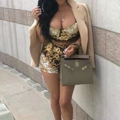 Jessica Bara Kenzia Crop Top And Short Two Piece Set