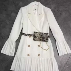 The 9-5 Shop Jessica Bara Jarin Pleated Long Sleeve Blazer Dress