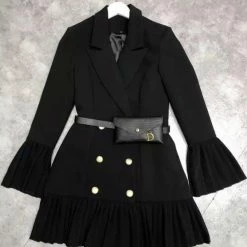 The 9-5 Shop Jessica Bara Jarin Pleated Long Sleeve Blazer Dress