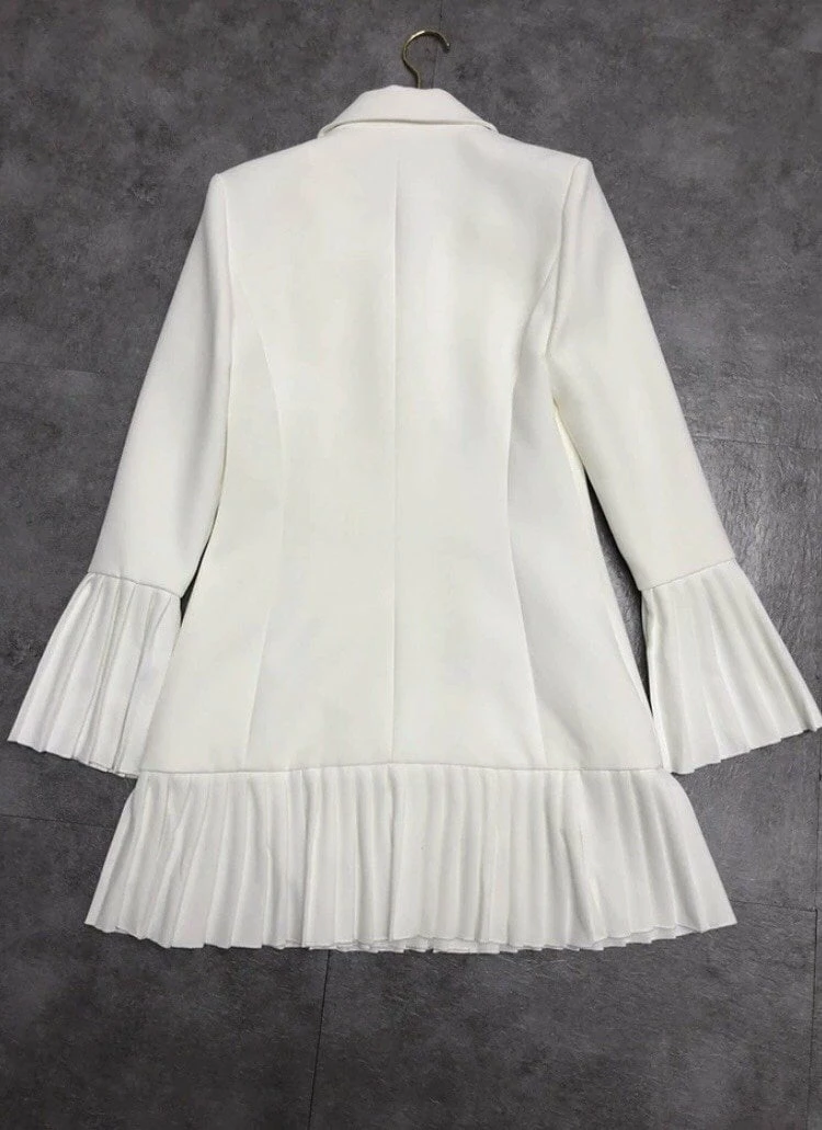 The 9-5 Shop Jessica Bara Jarin Pleated Long Sleeve Blazer Dress