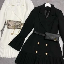 The 9-5 Shop Jessica Bara Jarin Pleated Long Sleeve Blazer Dress