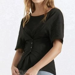 Jessica Bara Saige Short Sleeve Button Down Top
