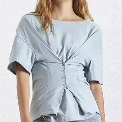 Jessica Bara Saige Short Sleeve Button Down Top