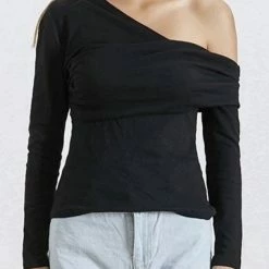 Jessica Bara Miley Asymmetrical Long Sleeve Top Reve Doll Essentials