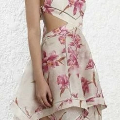 Summer Lovin' Jessica Bara Ruthie Halter Floral Cut Out Dress