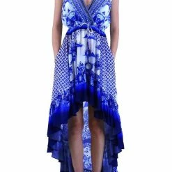 Summer Lovin' Shahida Parides Ruffle Hi-Low Sky Azure Maxi Dress
