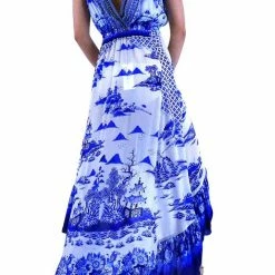Summer Lovin' Shahida Parides Ruffle Hi-Low Sky Azure Maxi Dress