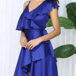 Jessica Bara June Silky V-Neck Wrap Dress Dresses