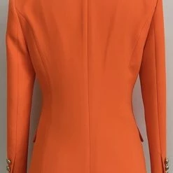Jessica Bara Donatella Neon Orange Gold Button Blazer