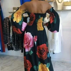 Jessica Bara Sunshine Off Shoulder Printed Maxi Dress Best Sellers