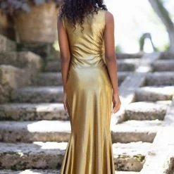 Cioccolato Goddess Gold Sexy Maxi Dress