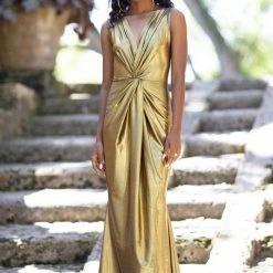 Cioccolato Goddess Gold Sexy Maxi Dress