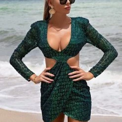 Jessica Bara Delaney Cut Out Long Sleeve Mini Dress