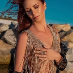 Jessica Bara Riri Crystal Fringe Top