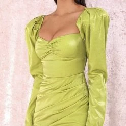 Jessica Bara Holly Puff Long Sleeve Mini Dress Influencer Style