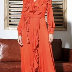 Jessica Bara Zion Ruffle Wrap Maxi Dress