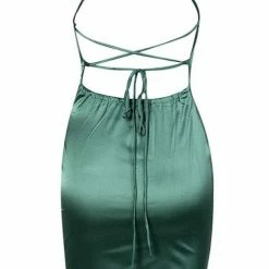 Jessica Bara Annika Satin Open Back Midi Dress Influencer Style