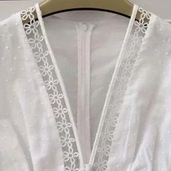 Jessica Bara Violy Floral Crochet Long Sleeve Mini Dress