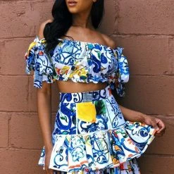 Jessica Bara Margarita Printed Button Two Piece Set Influencer Style
