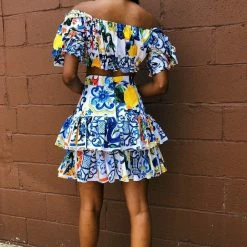 Jessica Bara Margarita Printed Button Two Piece Set Influencer Style