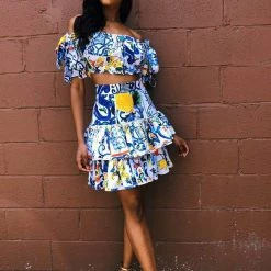 Jessica Bara Margarita Printed Button Two Piece Set