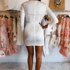 Jessica Bara Dream Long Sleeve Satin Mini Dress