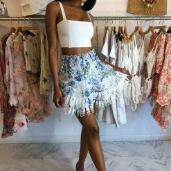 Jessica Bara Lucy Floral High-Waisted Skirt Influencer Style