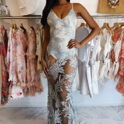 Jessica Bara Jessica Mesh Embroidered Maxi Dress Best Sellers