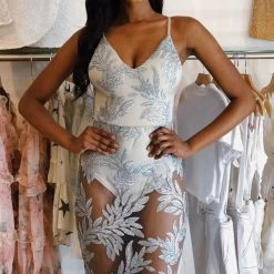 Jessica Bara Jessica Mesh Embroidered Maxi Dress Best Sellers