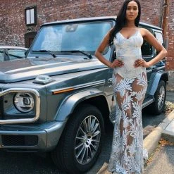 Jessica Bara Jessica Mesh Embroidered Maxi Dress Best Sellers