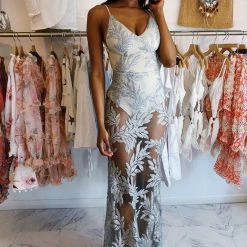 Jessica Bara Jessica Mesh Embroidered Maxi Dress Best Sellers