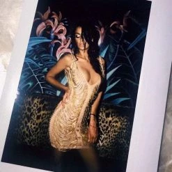 Influencer Style Jessica Bara Gianna Fringe Gold Mini Dress