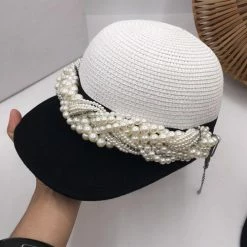 Jessica Bara Fiona Pearl Embellished Baseball Hat