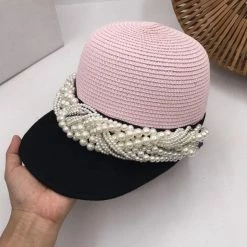 Jessica Bara Fiona Pearl Embellished Baseball Hat