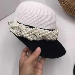 Jessica Bara Fiona Pearl Embellished Baseball Hat
