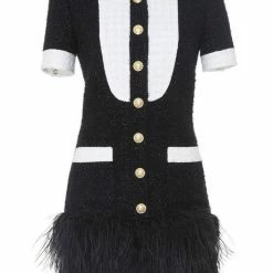 Jessica Bara Nicki Tweed Feather Dress