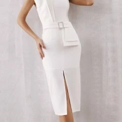 Casual/Daytime Jessica Bara Aviana Structured Belted Midi Dress