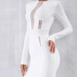 Dresses Jessica Bara Georgia Long Sleeve Bandage Midi Dress