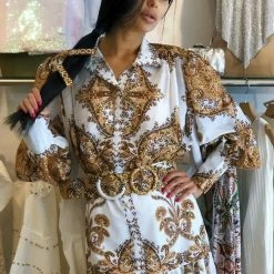 Influencer Style Jessica Bara Eden Long Sleeve Printed Maxi Dress
