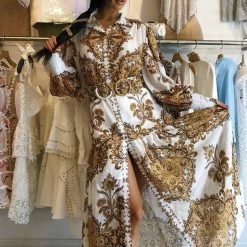 Influencer Style Jessica Bara Eden Long Sleeve Printed Maxi Dress