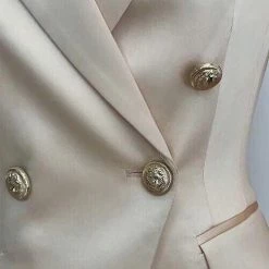 Jessica Bara Donatella Satin Gold Button Blazer Reve Doll Essentials