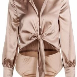 Jessica Bara Brooke Long Sleeve V-Neck Bodysuit Kelsey Adams