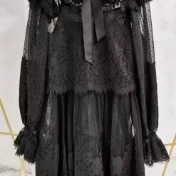 Summer Lovin' Jessica Bara Greta Long Sleeve Neck Tie Lace Mini Dress