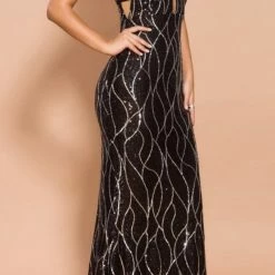 Jessica Bara Remi Deep V Embellished Gown