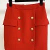 Reve Doll Essentials Jessica Bara Willa Gold Button Mini Skirt