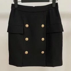 Reve Doll Essentials Jessica Bara Willa Gold Button Mini Skirt