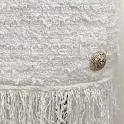 Jessica Bara Lila Tweed Gold Button Mini Skirt