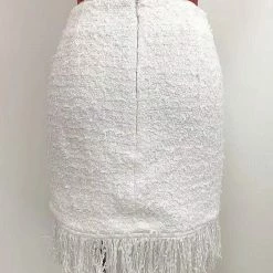 Jessica Bara Lila Tweed Gold Button Mini Skirt